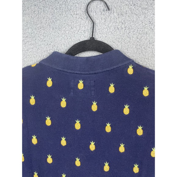 Express Mens Size XL Navy Polo Shirt Pineapple Print - Picture 7 of 14